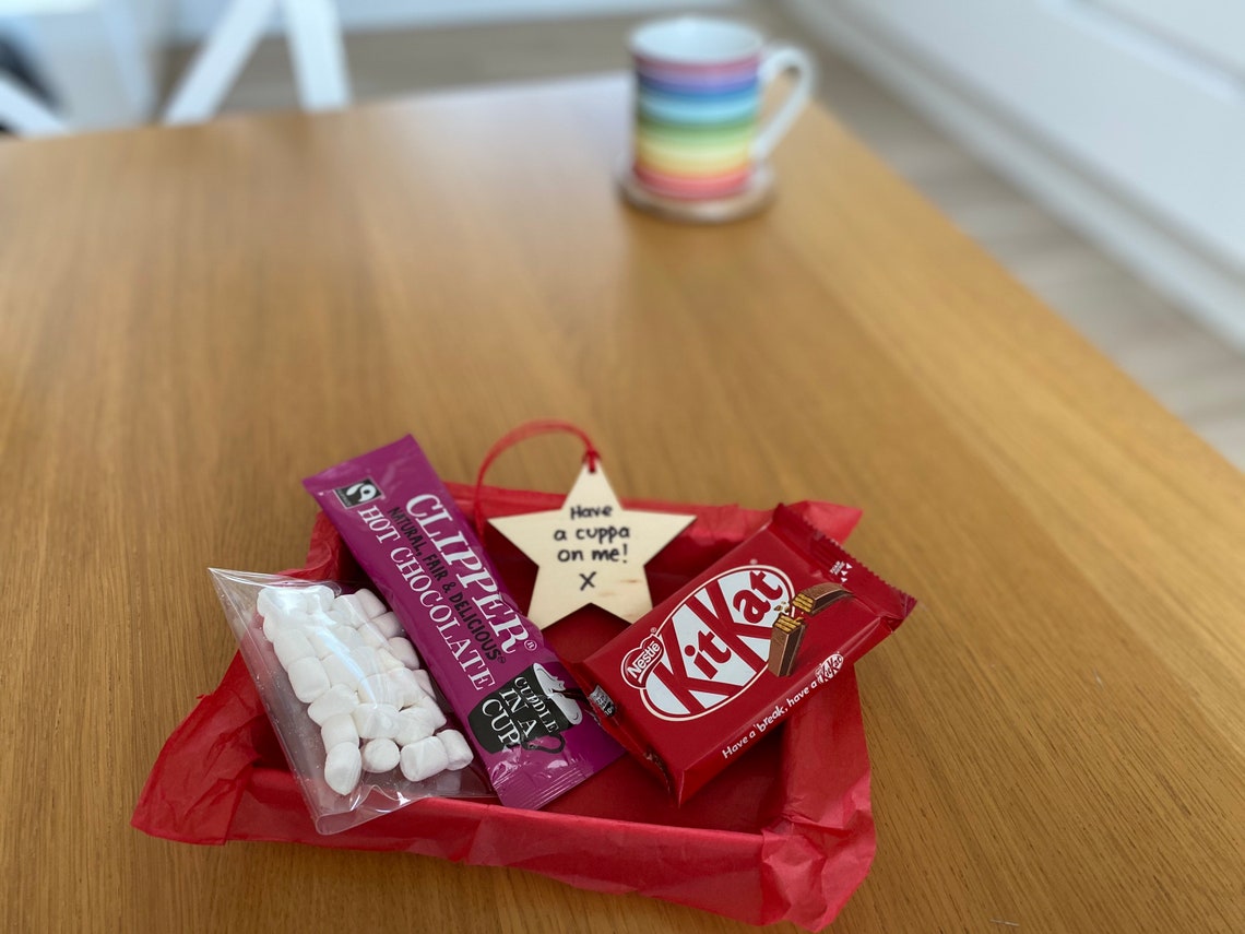 Mini Hot Chocolate & Kit Kat Gift Box with personalised Etsy
