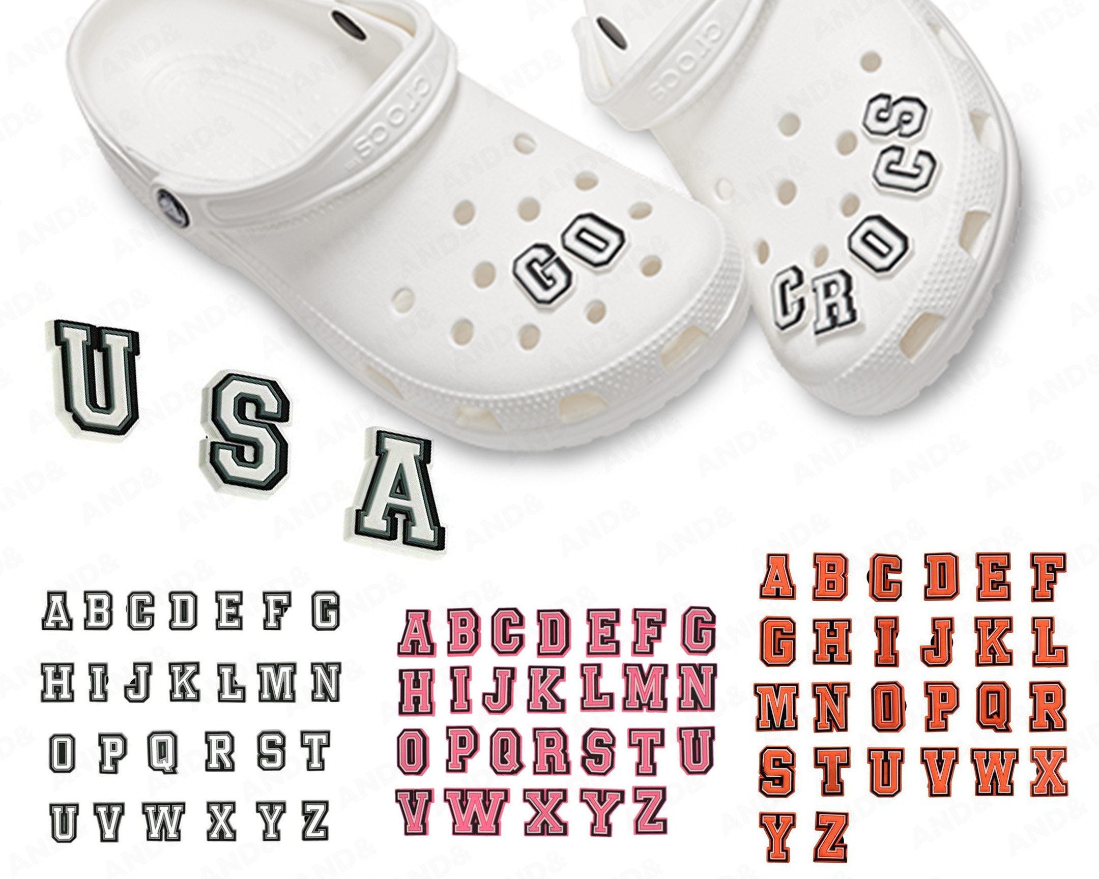 Letters Croc Alphabet Charms Type Baseball Team Inspired Shoe