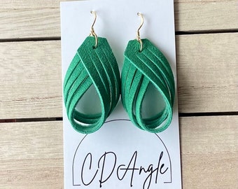 Green earrings, dangle earrings, lightweight earrings, handmade earrings
