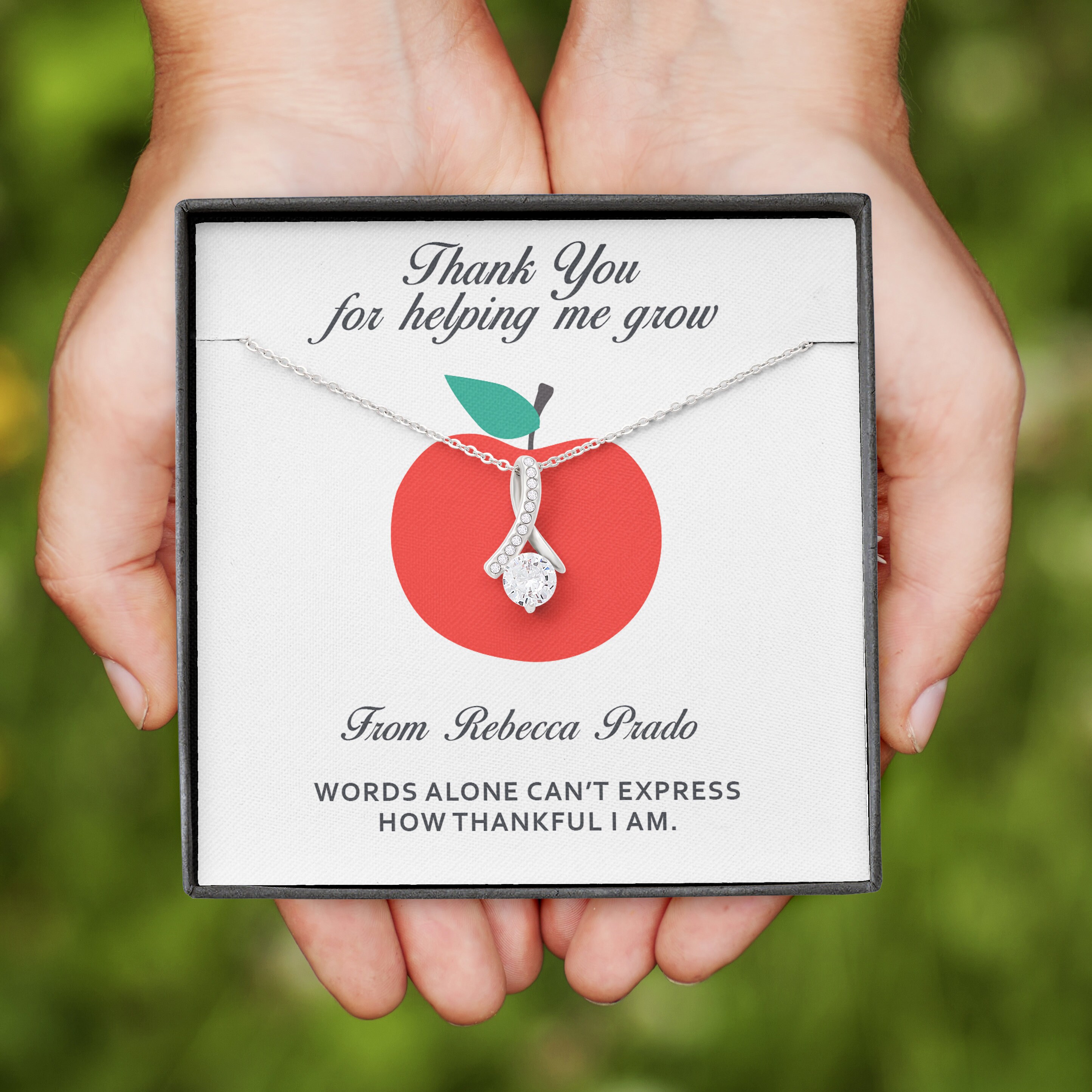 925 Silver Thank You Necklace Gift Message for Teacher Etsy