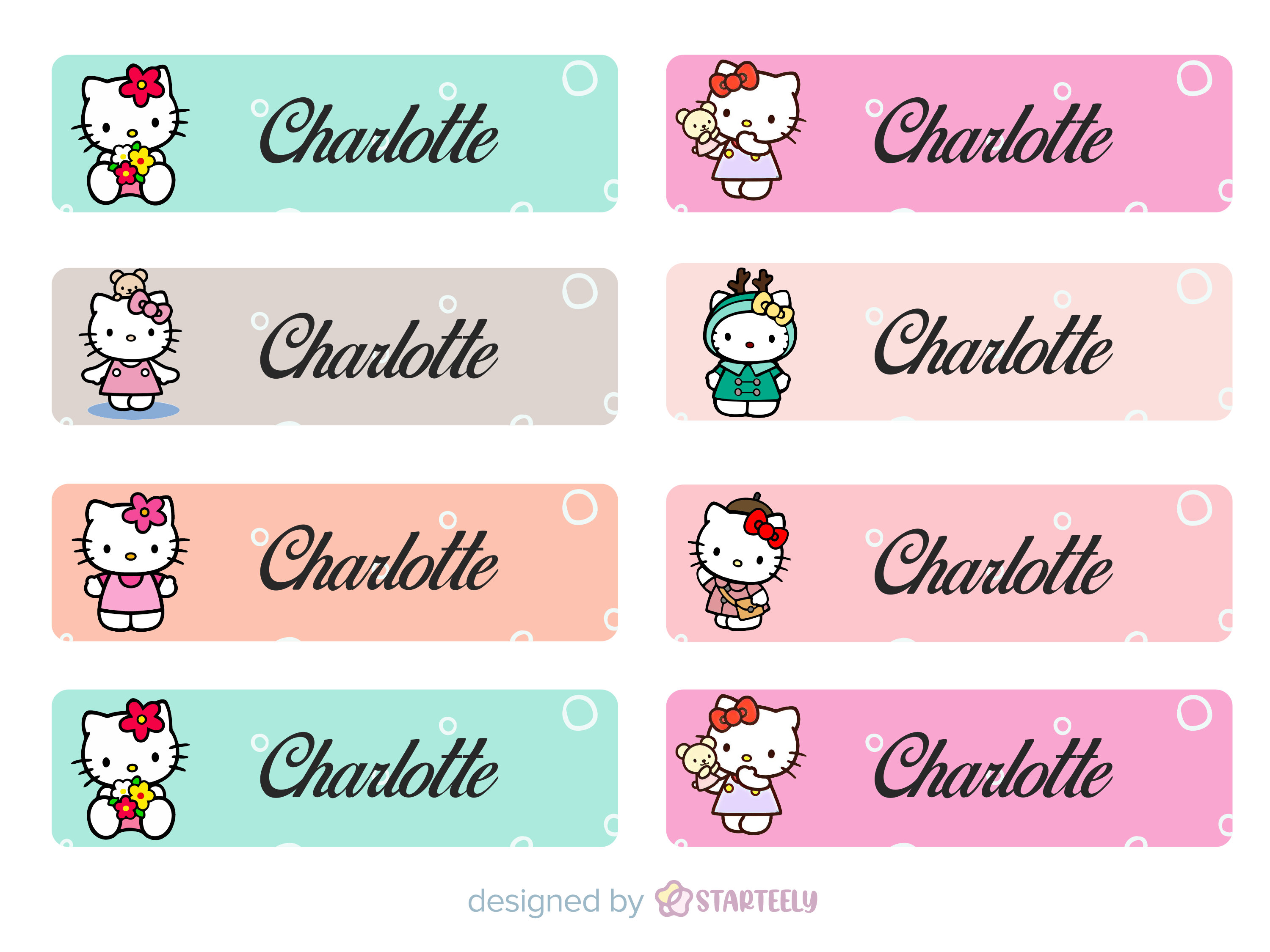 128 Name Label School Hello Kitty Label Waterproof Label Etsy
