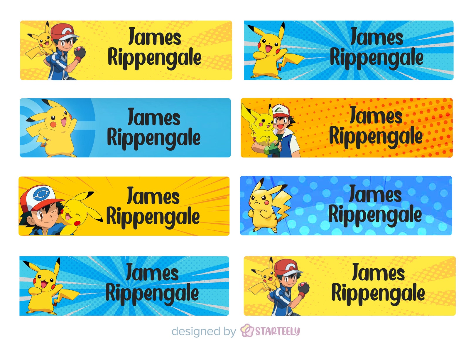 128 Name Labels School POKEMON PikachuLabel Waterproof Label Etsy