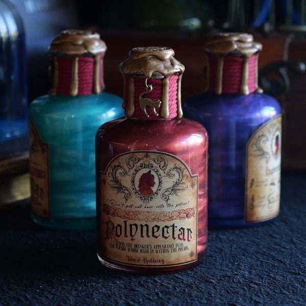Potion magique Polynectar qui change de couleurs décoration pour cabinet de curiosité en verre pour sorcières et sorciers