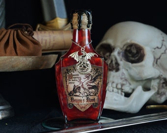 Potion magique du Sang de Dragon, Décoration pour cabinet de curiosité, bouteille en verre décorée