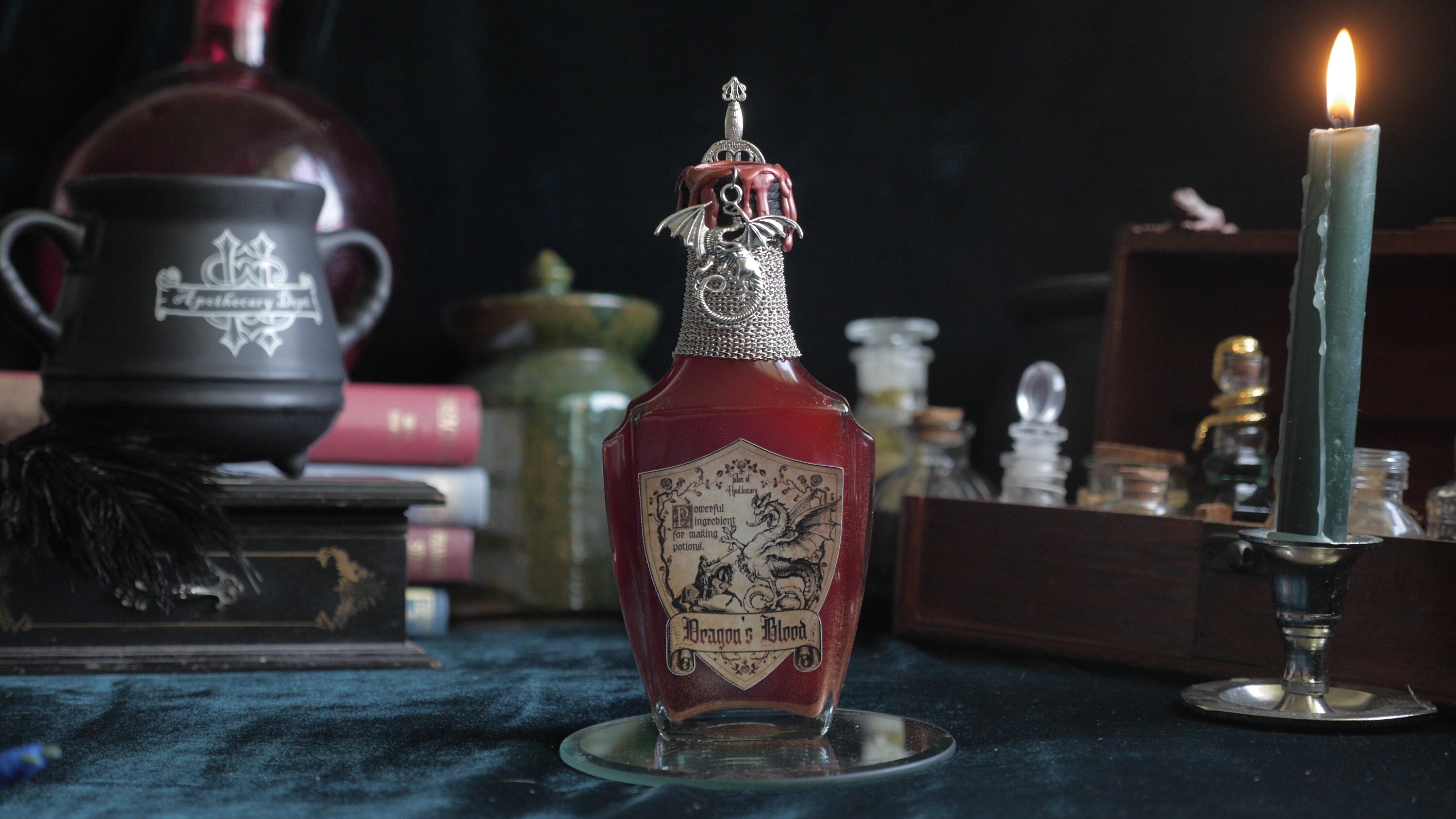 Potion Du Sang de Dragon, Décoration Pour Cabinet Curiosité, Bouteille en Verre Décorée