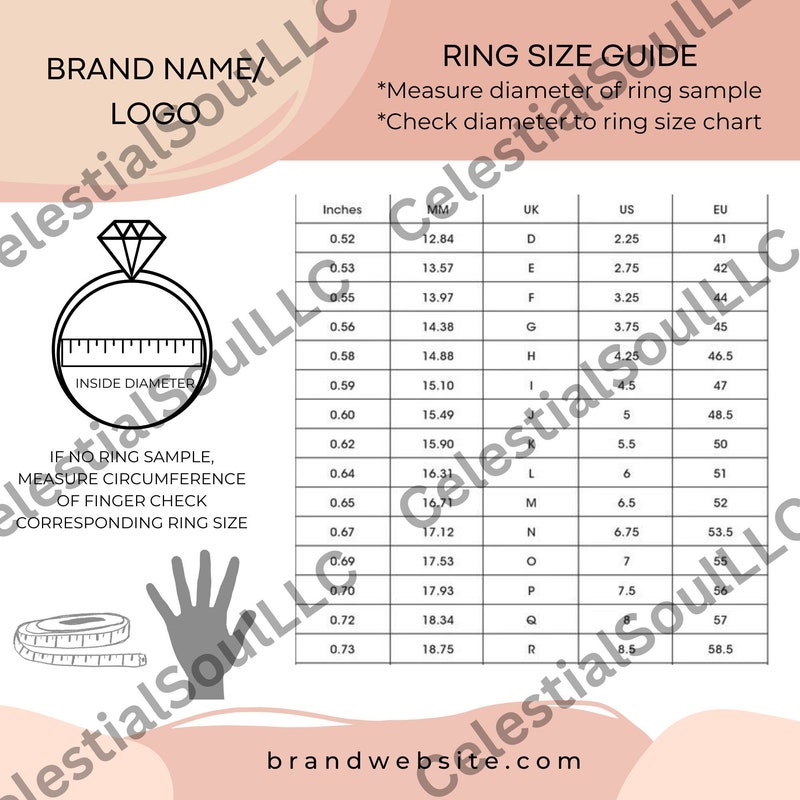 Ring Size Template Etsy
