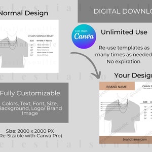 Mens Necklace Chain Size Guide Necklace Chain Template Custom Canva ...