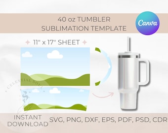 40oz Tumbler Template Sublimation Tumbler Template for Stanley Tumblers Wrap Template SVG Full Wrap Tumbler Canva Template Canva Sublimation