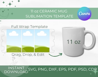 11 oz Mug Template Full Wrap Sublimation Full Wrap Mug Template for Cricut Mug Template Instant Download Template SVG for Cricut SVG File