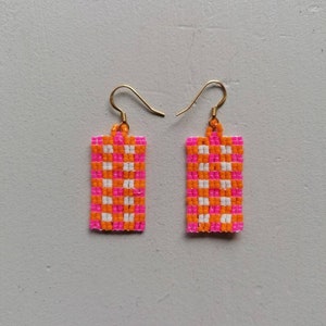 Woven beaded earrings, Miyuki earrings, graphic earrings, jewelry gift, beaded earrings