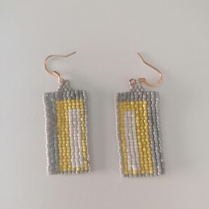 Woven beaded earrings, Long earrings, Geometric earrings, Miyuki earrings
