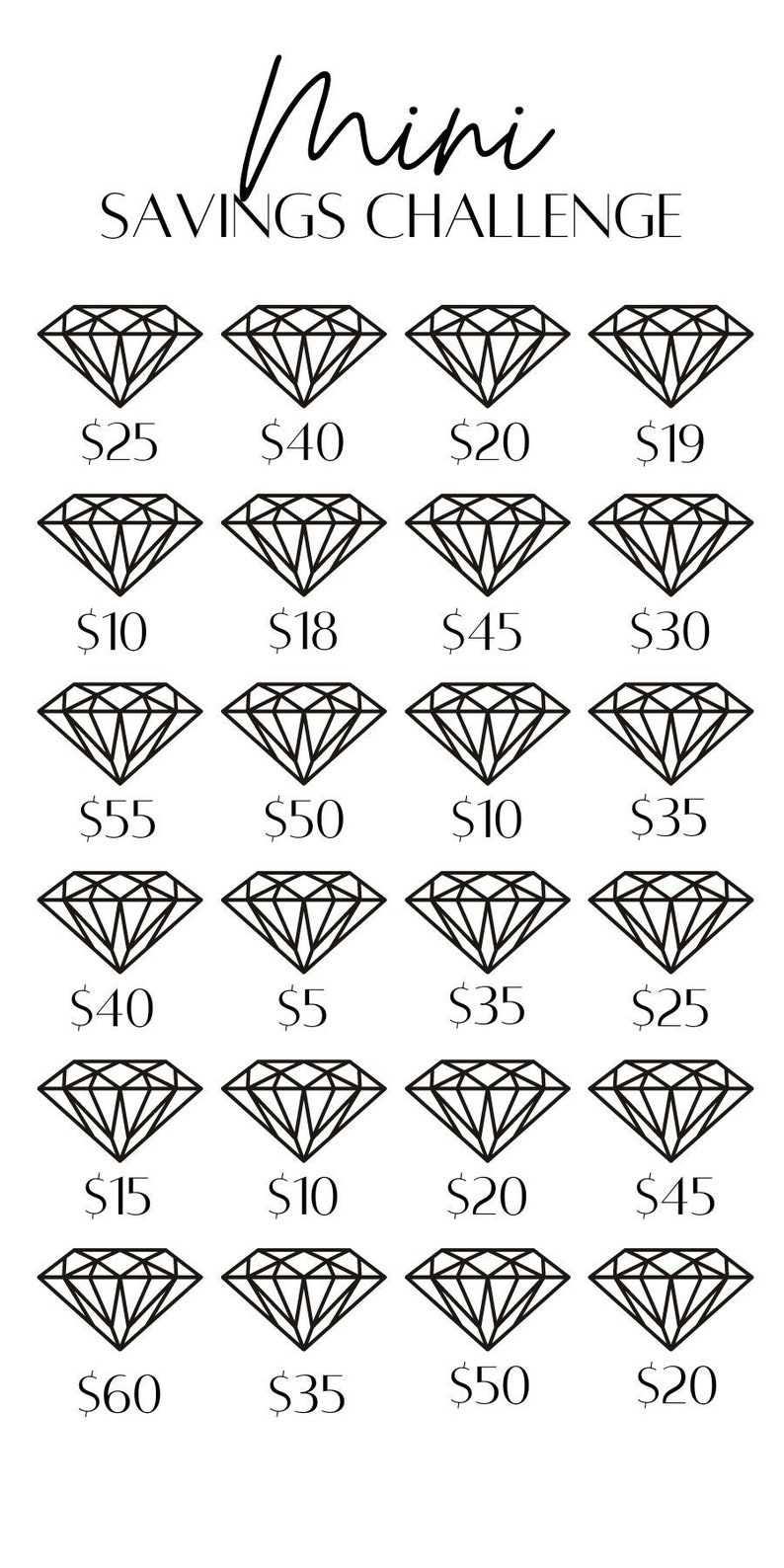 Mini Savings Challenge Printable Savings Challenge - Etsy