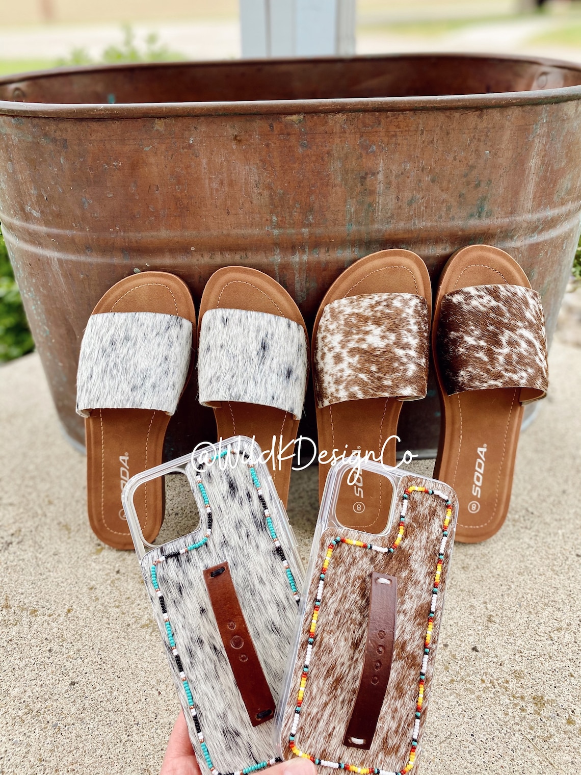 Genuine Cowhide Slide Sandals Made to Order Etsy