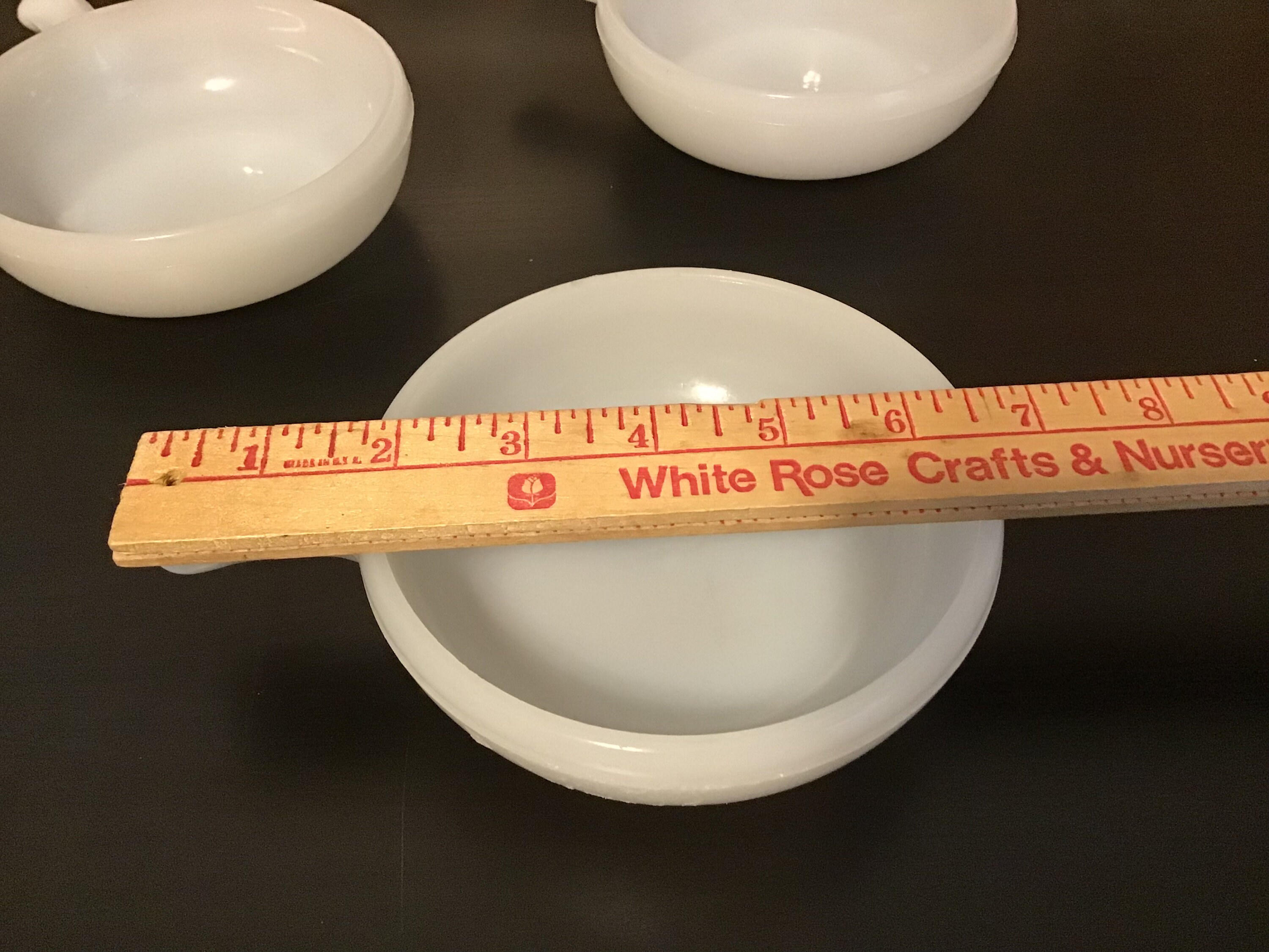 Glasbake Milk Glass Oven Microwave Safe Vintage Bowl With Handle