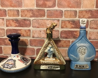 Yellowstone National Park Decanter or Pusser’s Rum British Navy Decanter or Jim Beam Sahara Invitational Decanater
