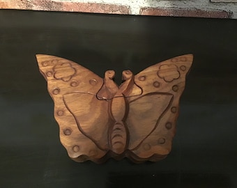 Wooden Butterfly Puzzle Jewelry Trinket Box