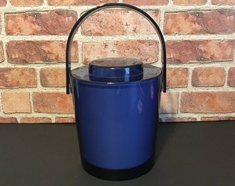 Vintage Cobalt Blue Bar Ice Bucket