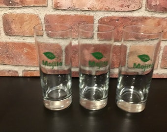 Mojito Green Mint Cocktail Highball Glasses Tumblers 10oz Set of 6