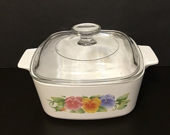 Corelle Summer Blush Pansies Baking Casserole A-1.5 L 1/1-2 Quarts