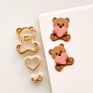 Heart Teddy Bear Clay Cutter Set