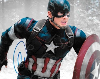 Desktop Frame Captain America Landscape Chris Evans Autograph Replica Print