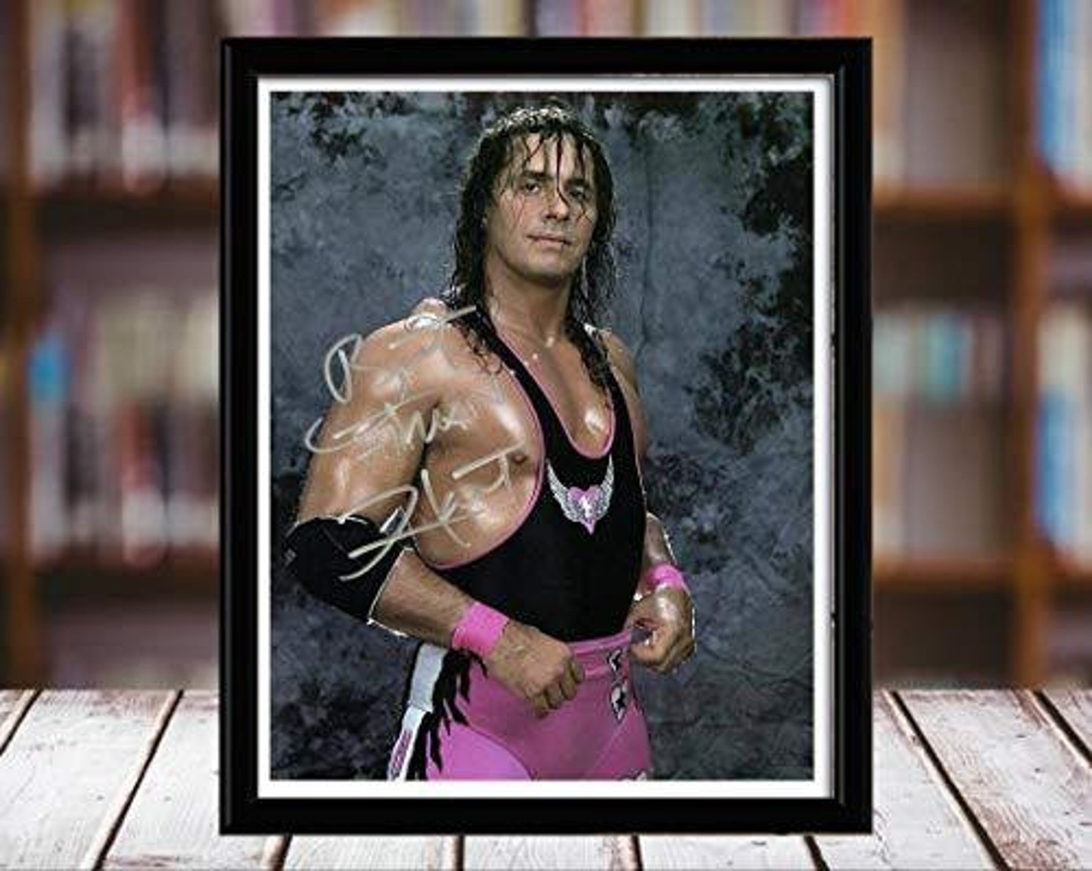 Bret Hart Autograph Promo Print Desktop Frame Portrait Etsy