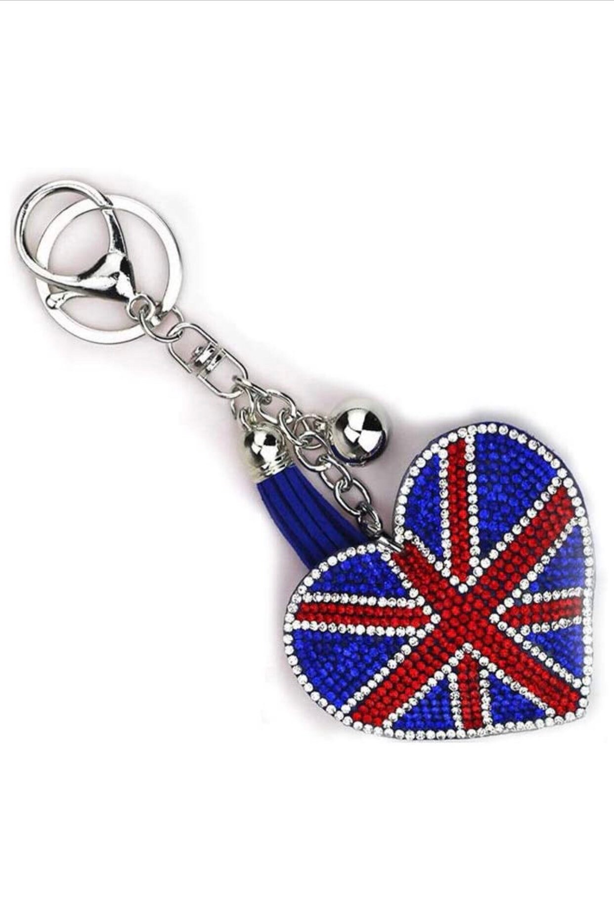 Union Jack Heart Diamante Keyring Rhinestone British Flag | Etsy