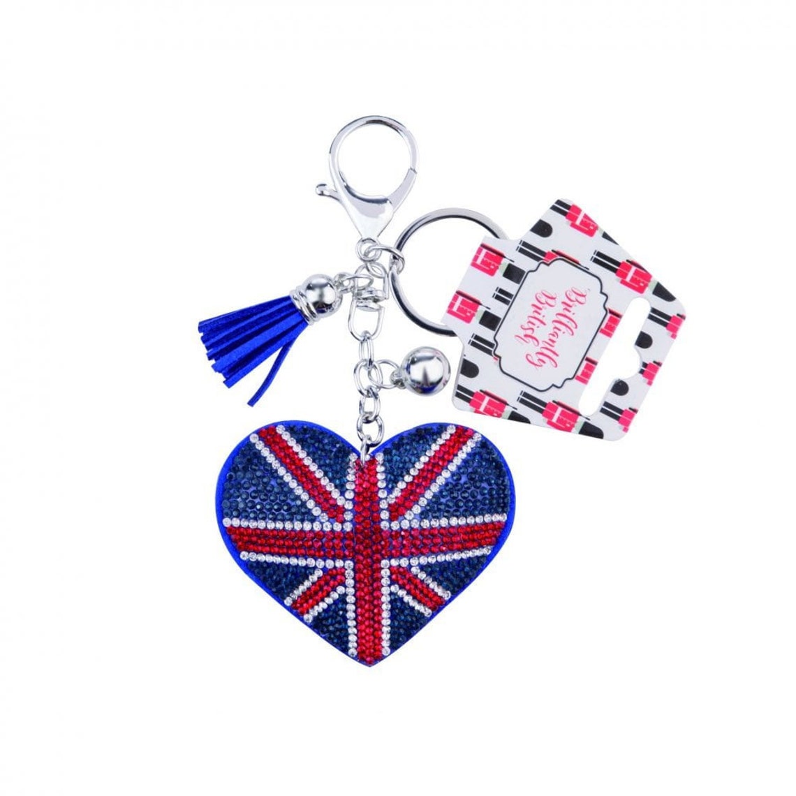 Union Jack Heart Diamante Keyring Rhinestone British Flag | Etsy