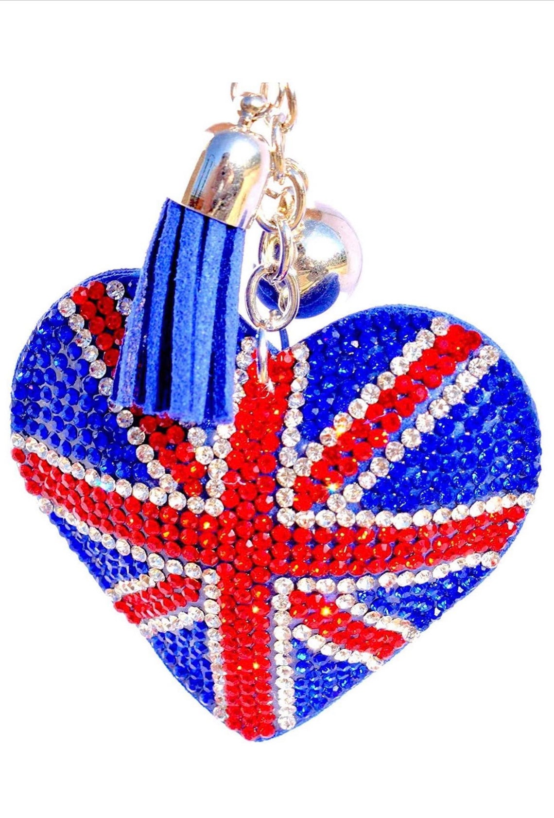 Union Jack Heart Diamante Keyring Rhinestone British Flag | Etsy