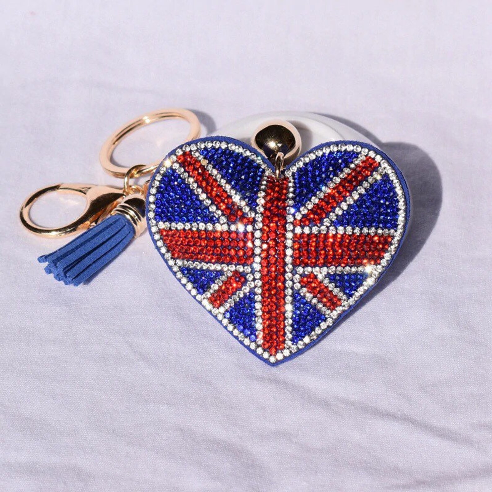 Union Jack Heart Diamante Keyring Rhinestone British Flag | Etsy