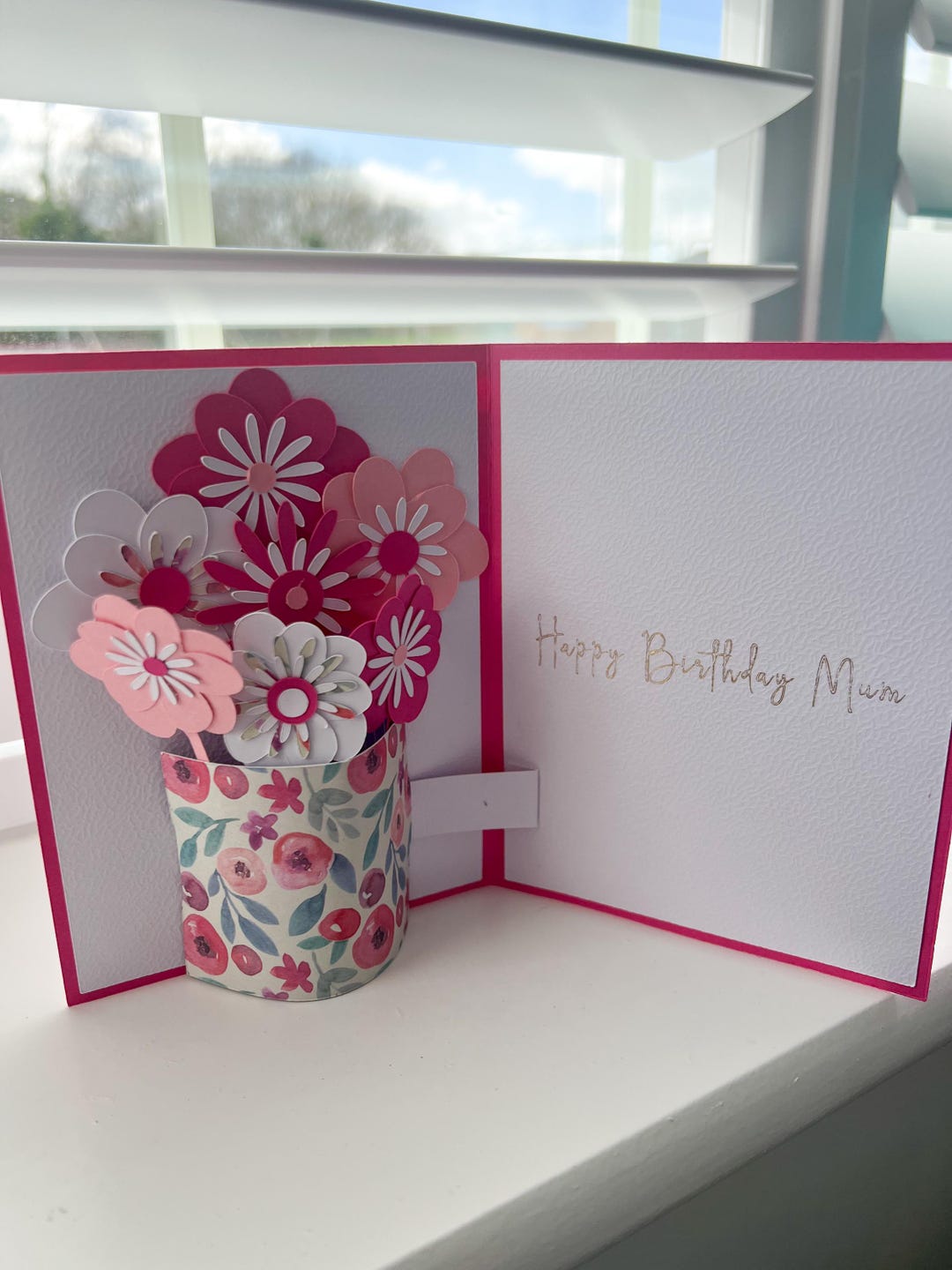 Personalised Pop up Card // 3D Flower Pop up Card // Birthday Card ...
