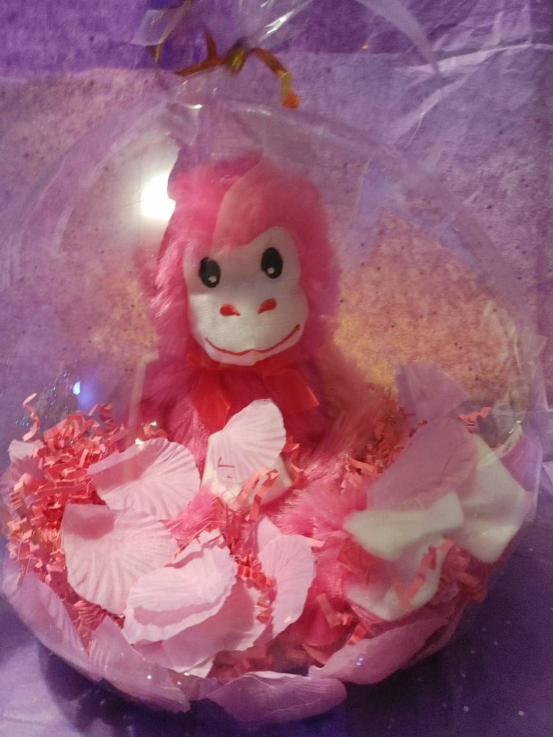 Light up Bobo stuffed animal balloons with decorations. Great Etsy