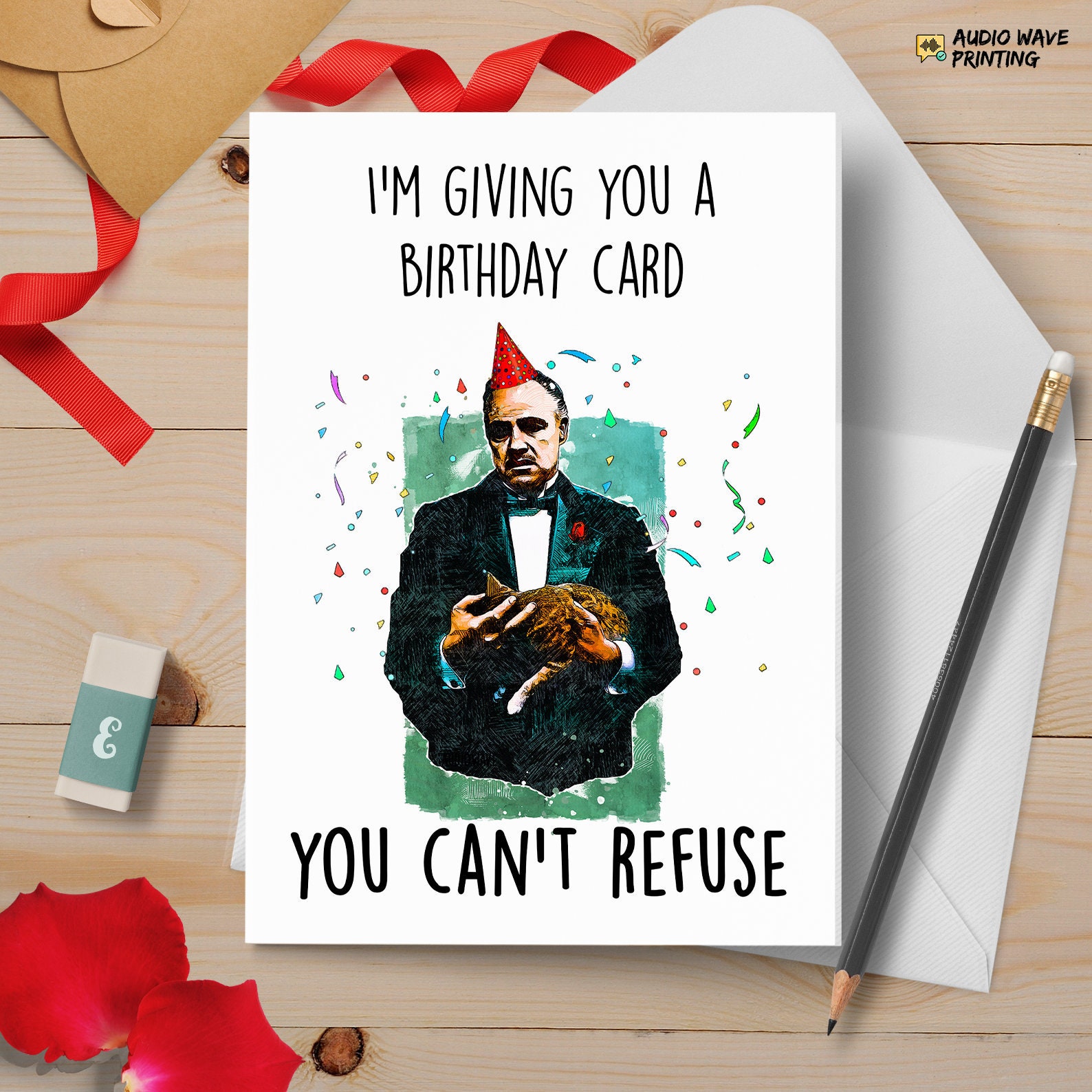 The Godfather Birthday Card Greeting Card Customizable | Etsy
