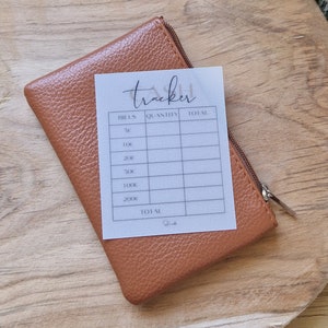 Transparentes Pergamin Cash Tracker Blatt | Wiederverwendbare Bargeldeinlage | Cash Counting Sheet für Bargeld Füllung | Minimales Dashboard | Budgetierung