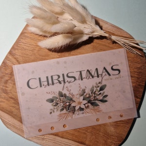 Weihnachtsspar-Challenge Set A6 | Urlaubsbudgetierung Umschläge + Tracker | Pergament Geldbeutel Spar-Set | Cash Challenge Weihnachten