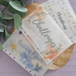 Envelope de dinheiro personalizado em velino com estampa floral fosca e brilhante, envelope A6 | Envelope de dinheiro em velino | Envelope de dinheiro estético em formato A6 para orçamento