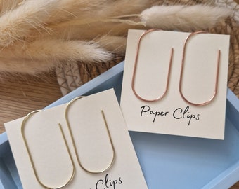Large Metal Paper Clips | Gold & Rose Gold Stationery, Set of 2