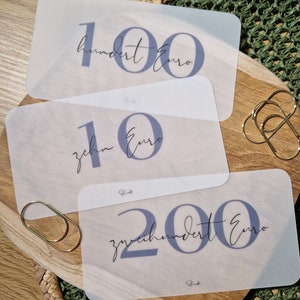 Marcadores de posición de billetes mínimos impresos para rellenar con efectivo / Moneda personalizada EUR/USD/GBP / Inserto de carpeta de presupuesto de vitela / Juego o individual A6