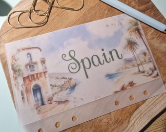 Spain Travel Vellum Cash Envelope for A6 Budget Binder