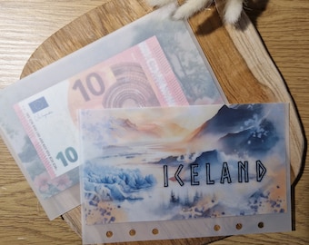 Island Reise Bargeld Umschlag für A6 Binder
