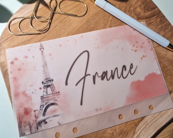 France Travel Vellum Cash Envelope for A6 Budget Binder