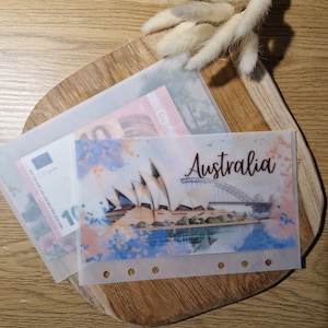 Australien A6 Cash Füllung Umschlag für die Reise | Australien Travel Urlaub Cash Füllung Umschlag | Etat Umschlag | Australien