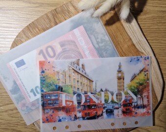 London Travel Vellum Cash Envelope for A6 Budget Binder