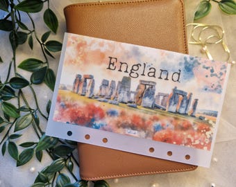 England Travel Vellum Cash Envelope for A6 Budget Binder