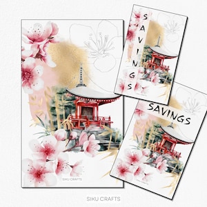 Japanische Kirschblüte Aquarell gedrucktes Planer Dashboard, ästhetische A5 A6 Bindereinlage, optionale Personalisierung