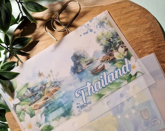 Thailand Travel Vellum Cash Envelope for A6 Budget Binder