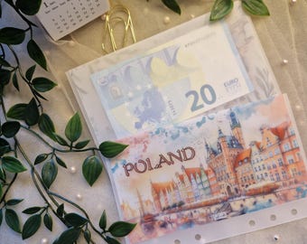 Polen Reise Pergament Bargeld Umschlag für A6 Binder