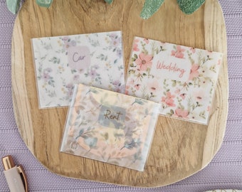 Mini Floral Cash Envelopes: Personalized Vellum Wallet for Budgeting