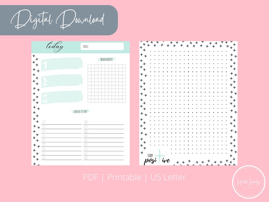 Positive Daily Checklist Printable Daily Checklist Printable 11 X 8.5 ...