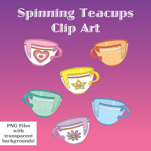 Spinning Teacups Ride Clip Art PNG Files with Transparent Background, Personal Use Only, Instant Download